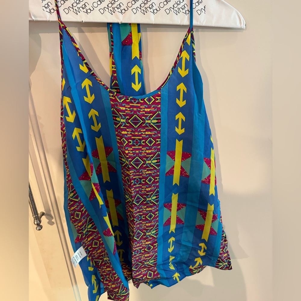 Pattern blue tank from Rory Beca